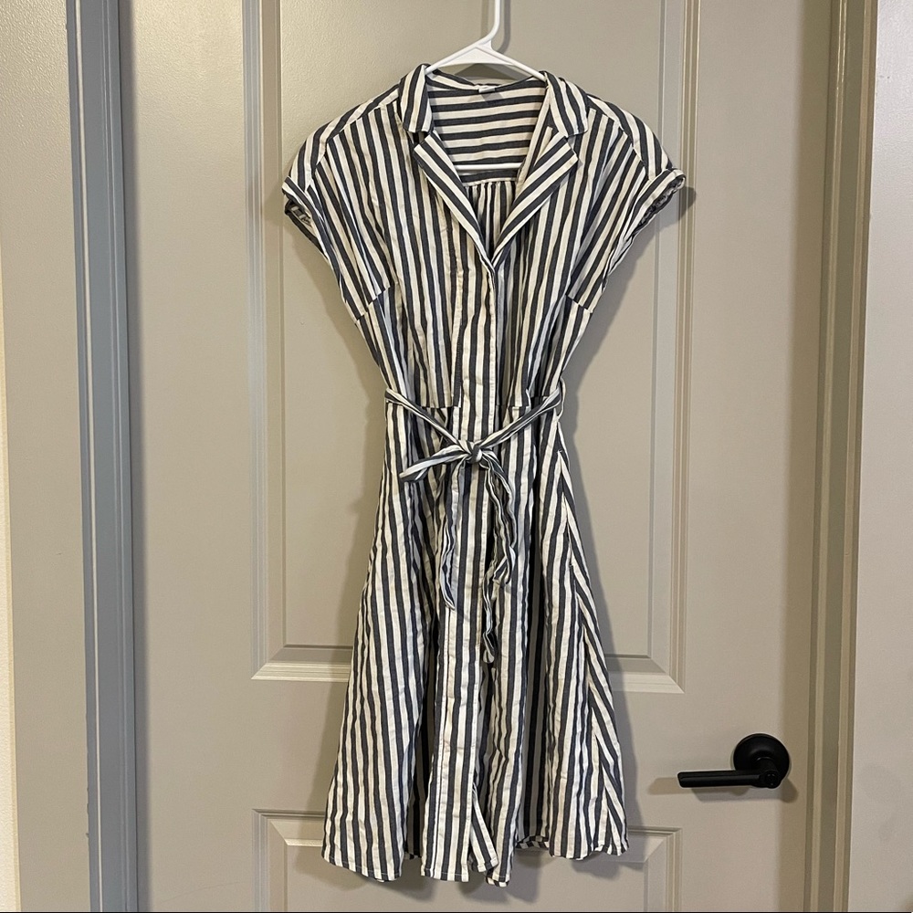 Old Navy Cotton Blue and White Striped Dress